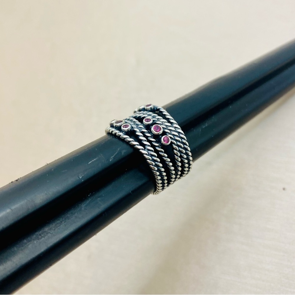 EUC Pandora 190863RHL 925 Sterling Silver Hidden Romance Ring w/ Rhodolite Stone - Picture 13 of 17